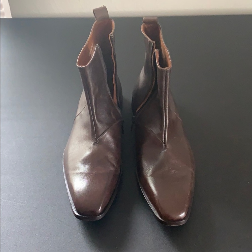 NWT CHOCOLATE BROWN ITALIAN LEATHER ANKLE BOOTS